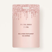 Badge Anniversaire rose gouttes d'or rose vip (Dos)