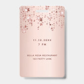 Badge Anniversaire rose or rose étoiles vip luxe (Arrière)