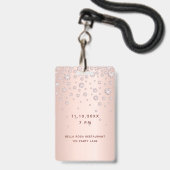 Badge Anniversaire rose or rose monogramme vip luxe badg (Arrière avec lanière)