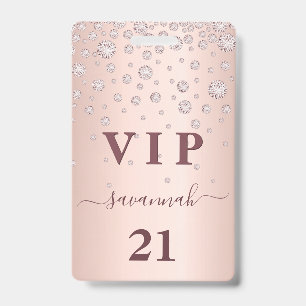 Badge Anniversaire rose or rose monogramme vip luxe badg
