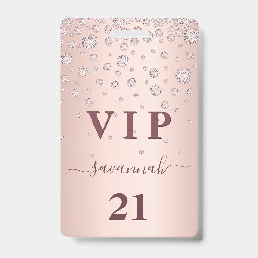 Badge Anniversaire rose or rose monogramme vip luxe badg (Avant)