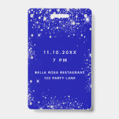 Badge Anniversaire royal bleu argent parties scintillant (Back)