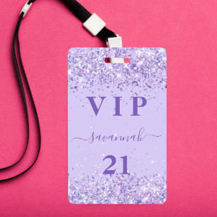 Badge Anniversaire violet lavande vip invitation