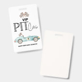 Badge Anniversaire voiture de course bleue, tout âge, ÉQ (Avant & arrière)