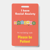 Badge Anxieux Lanière d'identité de handicap invisible a (Avant)