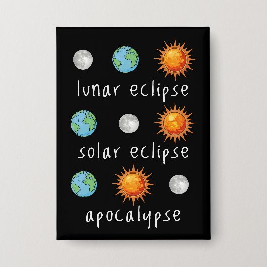 Badge Apocalypse drôle d'éclipse lunaire solaire (Recto)