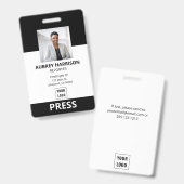 Badge Appuyez sur la photo professionnelle de l'employé  (Front & Back)