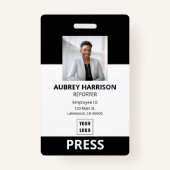 Badge Appuyez sur la photo professionnelle de l'employé  (Devant)