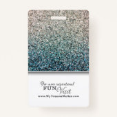 Badge Aqua Blue Silver Parties scintillant Employé Infir (Dos)