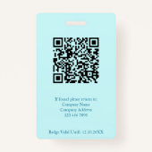 Badge Aqua Custom Employé Photo Société Logo Code QR (Dos)