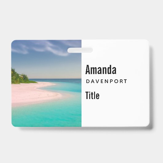 Badge Aquamarine Ocean Tropical Beach Scenic (Avant)
