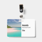 Badge Aquamarine Ocean Tropical Beach Scenic (Avant avec clip)