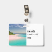 Badge Aquamarine Ocean Tropical Beach Scenic (Arrière avec clip)