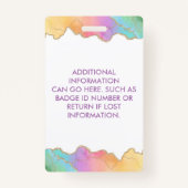 Badge Aquarelle Arc-En-Ciel Et Or Entreprise (Dos)