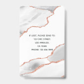 Badge Aquarelle chic Blanc et Rose Gold Agate Business (Back)