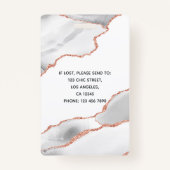 Badge Aquarelle chic Blanc et Rose Gold Agate Business (Dos)