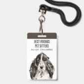 Badge Aquarelle Chien Walker Animaux de compagnie (Avant avec lanière)