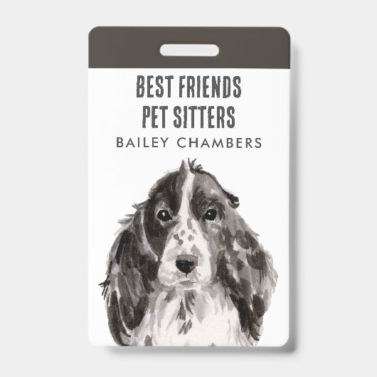 Badge Aquarelle Chien Walker Animaux de compagnie (Avant)