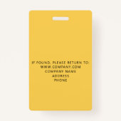 Badge Aquarelle d'accès VIP personnalisée Abstrait Jaune (Dos)