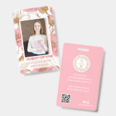 Badge Aquarelle de luxe floral monogramme (Avant & arrière)