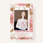 Badge Aquarelle de luxe floral monogramme (Devant)