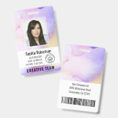 Badge Aquarelle de société personnalisée Purple Code emp (Recto et verso)