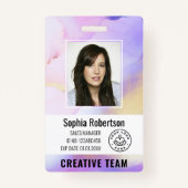 Badge Aquarelle de société personnalisée Purple Code emp (Devant)