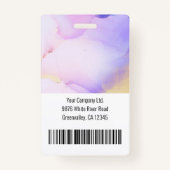 Badge Aquarelle de société personnalisée Purple Code emp (Dos)