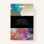 Badge aquarelle fausse feuille or salon monogramme nom (Dos)