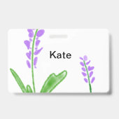 Badge aquarelle fleur lavande violette ajouter nom texte (Arrière)