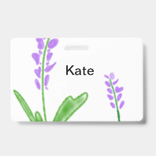 Badge aquarelle fleur lavande violette ajouter nom texte