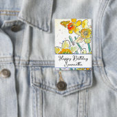 Badge Aquarelle Jaune Daffodil Fleur Aquarelle Anniversa (Insitu)
