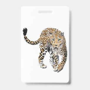 Badge aquarelle léopard chat de jungle animal peint vert
