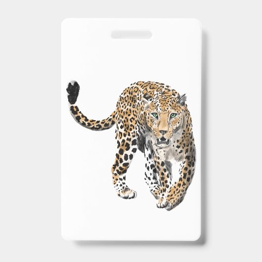 Badge aquarelle léopard chat de jungle animal peint vert (Avant)