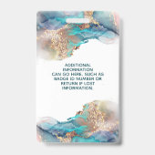 Badge Aquarelle Liquide Moderne Bleu Et Or (Dos)