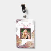 Badge Aquarelle Liquide Moderne Purple Et Or (Avant avec clip)