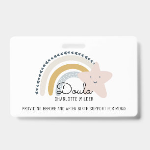Badge Aquarelle mignonne Rainbow Doula Midwoman