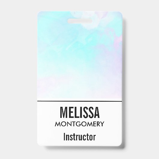 Badge Aquarelle moderne Abstraite Pastel bleu & violet (Avant)
