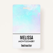 Badge Aquarelle moderne Abstraite Pastel bleu & violet (Dos)