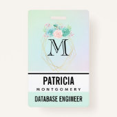 Badge Aquarelle rose et vert moderne Succulents (Devant)