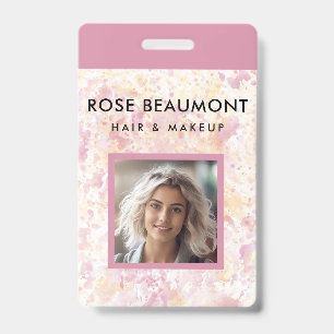 Badge Aquarelle Rose Jaune Moderne