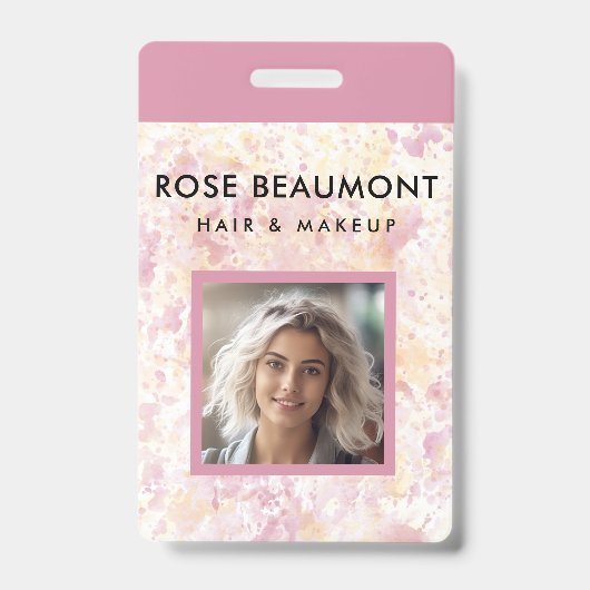 Badge Aquarelle Rose Jaune Moderne (Avant)