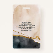 Badge Aquarelle rose noir Marbre or ID Salon (Dos)