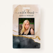 Badge Aquarelle rose noir Marbre or ID Salon (Devant)