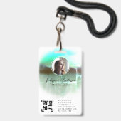 Badge Aquarelle Vert brillant Abstrait Script Logo photo (Avant avec lanière)