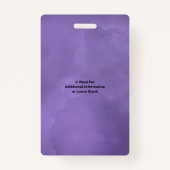 Badge Aquarelle violette Nom de la photo de l'employé ID (Dos)