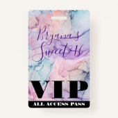 Badge Aquarelle Wispy Ethereal Pastel Anniversaire VIP (Devant)