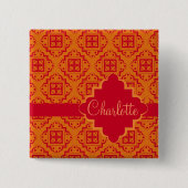 Badge Arabesque Marocain Orange Rouge (Devant)