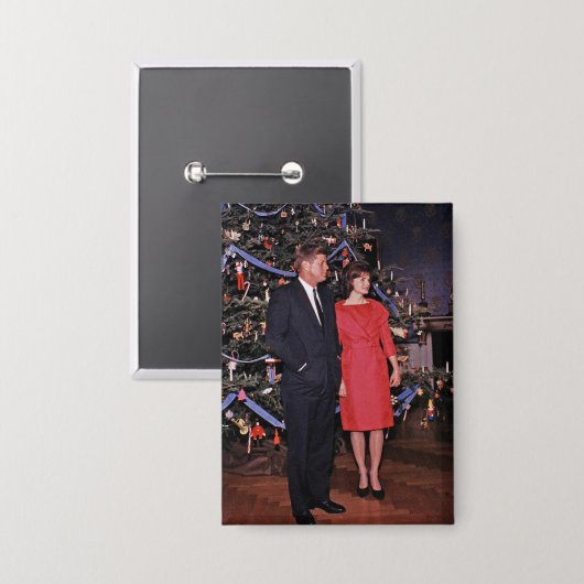 Badge Arbre de Noël Président John Kennedy & Jacqueline (Recto/Verso)