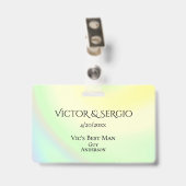 Badge Arc en arc-en-ciel ID de fête de mariage double fa (Back with Clip)